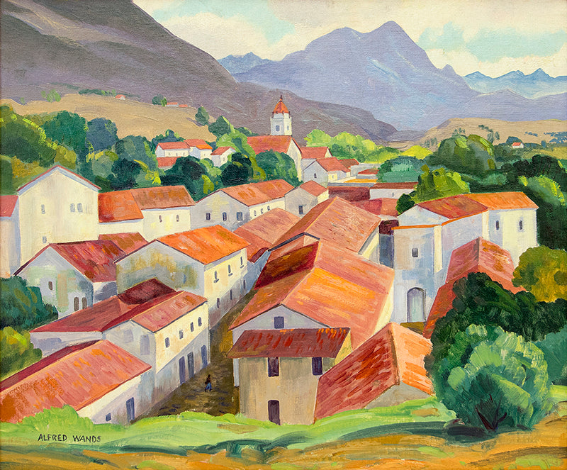 Alfred Wands (1904-1998) artwork for sale. Mexico (Landscape with Buildings and Mountains), Painting, Denver, Colorado, Art Gallery)
