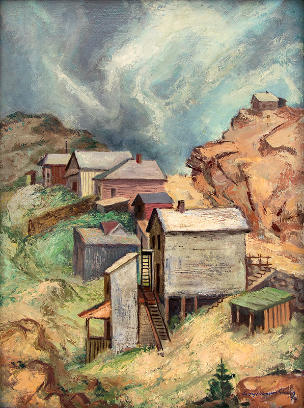 George Vander Sluis (1915-1984) artwork for sale. Storm Over Victor (Colorado Mountain Town), Painting, 1946, Denver, Colorado, Art Gallery)