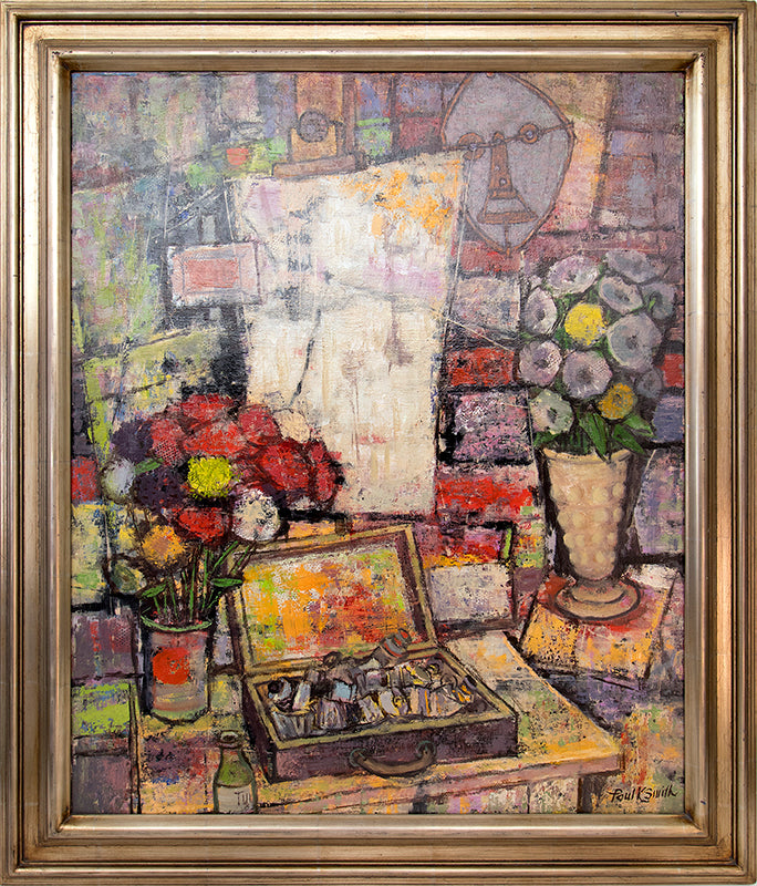 Untitled (Artist's Studio with Paint, Flowers and Abstract Paintings), Painting