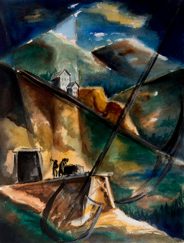 Richard Ayers (1921-2003) artwork for sale. Untitled (Old Mine and Houses, Cortez Colorado), Painting, Denver, Colorado, Art Gallery)