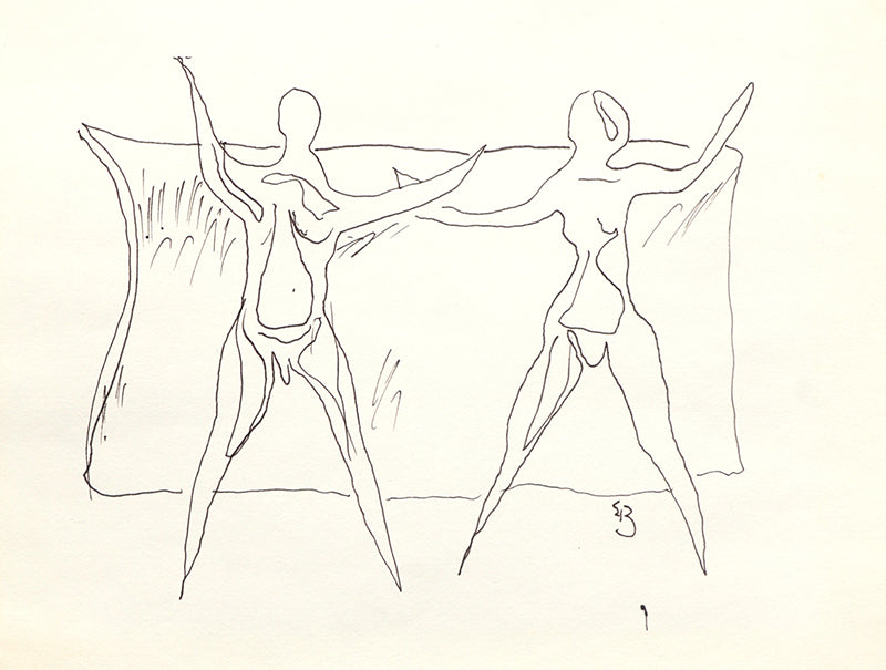 Edgar Britton (1901-1982) artwork for sale. Untitled (Two Figures), Drawing, circa 1970, Denver, Colorado, Art Gallery)