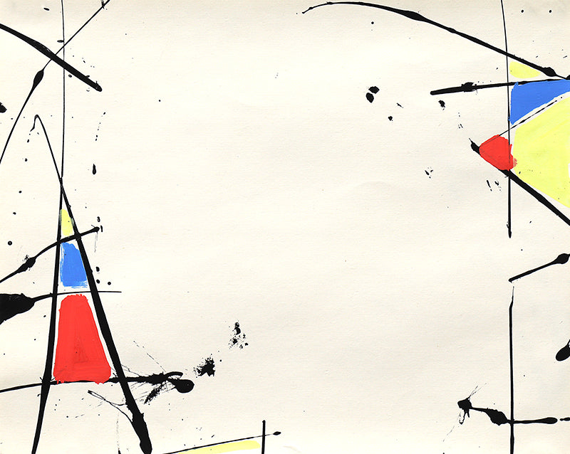 Beatrice Mandelman (1912-1998) artwork for sale. Untitled (Abstract in White, Black, Red, Blue, and Yellow), Painting, circa 1970, Denver, Colorado, Art Gallery)