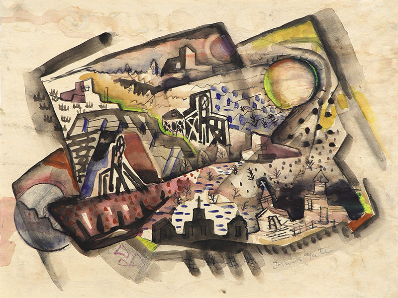 Frank Gates (1904-1998) artwork for sale. Untitled (Abstract Mining Town), Painting, circa 1935, Denver, Colorado, Art Gallery)