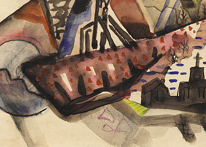 Untitled (Abstract Mining Town), Painting, circa 1935