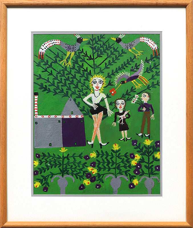 Seated Girl and Hummingbird (Woman with Birds and Flowers), Painting, 1953-1965
