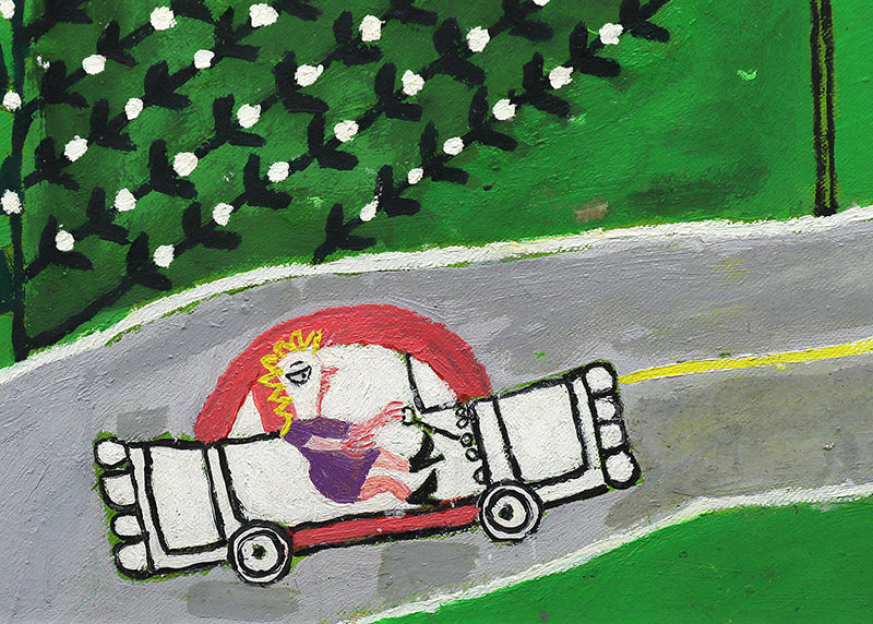 Girl with Sheep and Car (Women with Houses, Sheep, and Car), Painting, 1953-1965