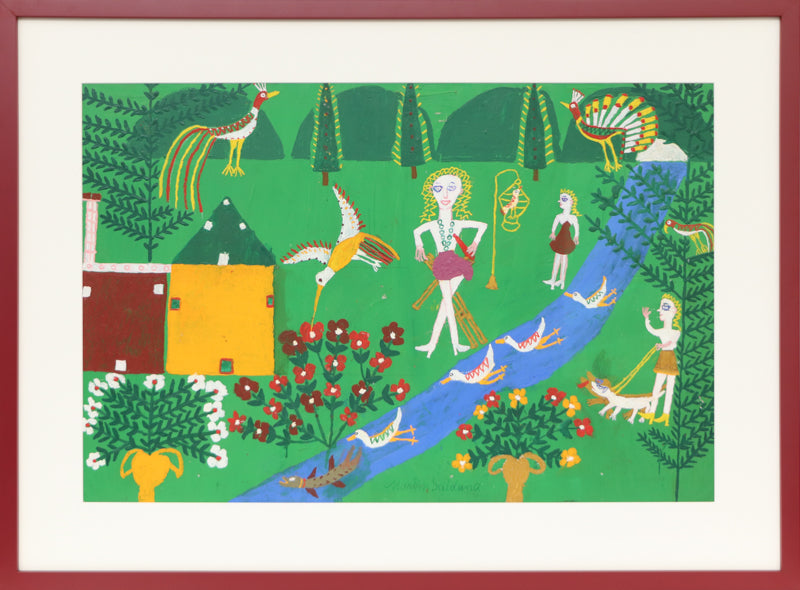 Hummingbird by the River (Composition with Women, Birds, and Flowers), Painting, 1953-1965