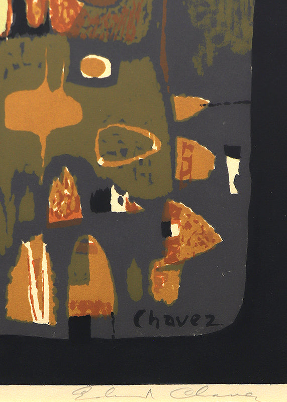 Gothic Towers (Abstract with Black, Gray, Umber, and Beige), Print, circa 1955