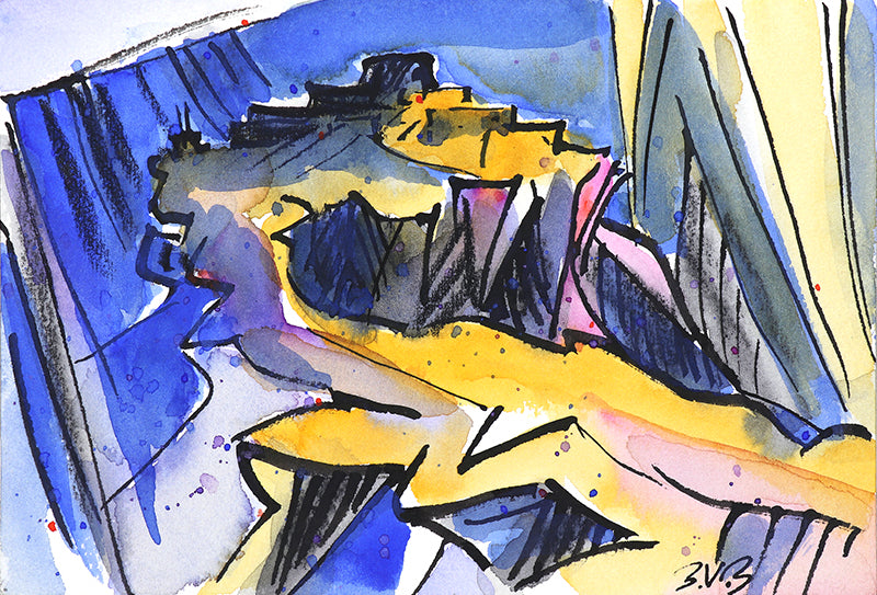 Bert Van Bork (1928-2014) artwork for sale. Walpi #1 (Hopi Village on First Mesa, Arizona), Painting, 2001, Denver, Colorado, Art Gallery)