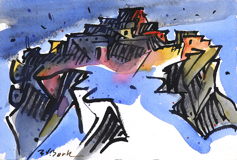 Bert Van Bork (1928-2014) artwork for sale. Walpi #3 (Hopi Village on First Mesa, Arizona), Painting, 2001, Denver, Colorado, Art Gallery)