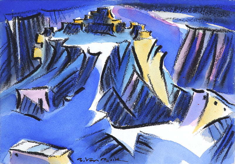 Bert Van Bork (1928-2014) artwork for sale. Walpi #7 (Hopi Village on First Mesa, Arizona), Painting, 2002, Denver, Colorado, Art Gallery)