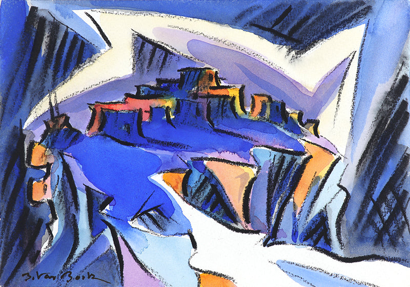 Bert Van Bork (1928-2014) artwork for sale. Walpi #8 (Hopi Village on First Mesa, Arizona), Painting, 2002, Denver, Colorado, Art Gallery)
