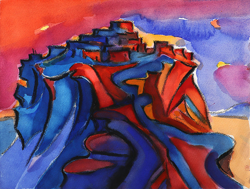 Bert Van Bork (1928-2014) artwork for sale. Walpi #9 (Hopi Village on First Mesa, Arizona), Painting, circa 1996, Denver, Colorado, Art Gallery)