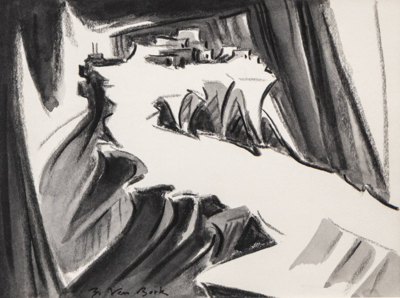 Bert Van Bork (1928-2014) artwork for sale. Walpi #17 (Hopi Village on First Mesa, Arizona), Painting, circa 2004, Denver, Colorado, Art Gallery)