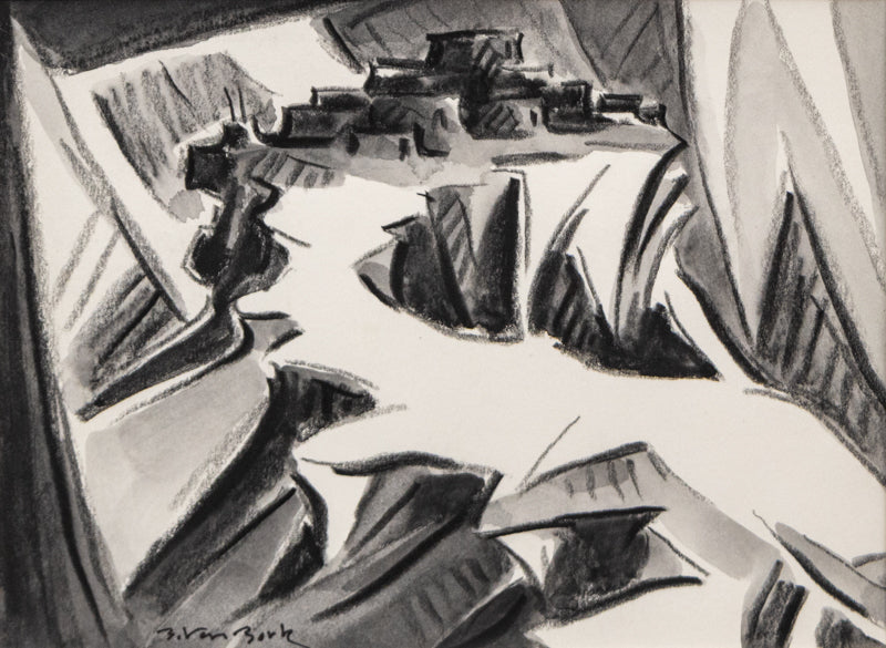 Bert Van Bork (1928-2014) artwork for sale. Walpi #20 (Hopi Village on First Mesa, Arizona), Painting, circa 2004, Denver, Colorado, Art Gallery)