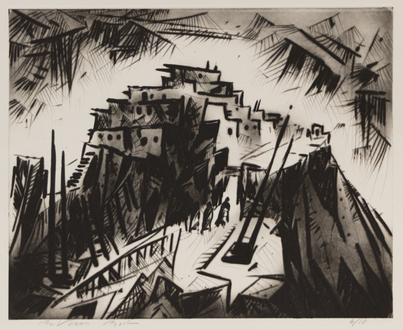 Bert Van Bork (1928-2014) artwork for sale. Walpi mit Kiva 6/10 (Walpi with Kiva, Hopi Village on First Mesa, Arizona), Print, 1991, Denver, Colorado, Art Gallery)