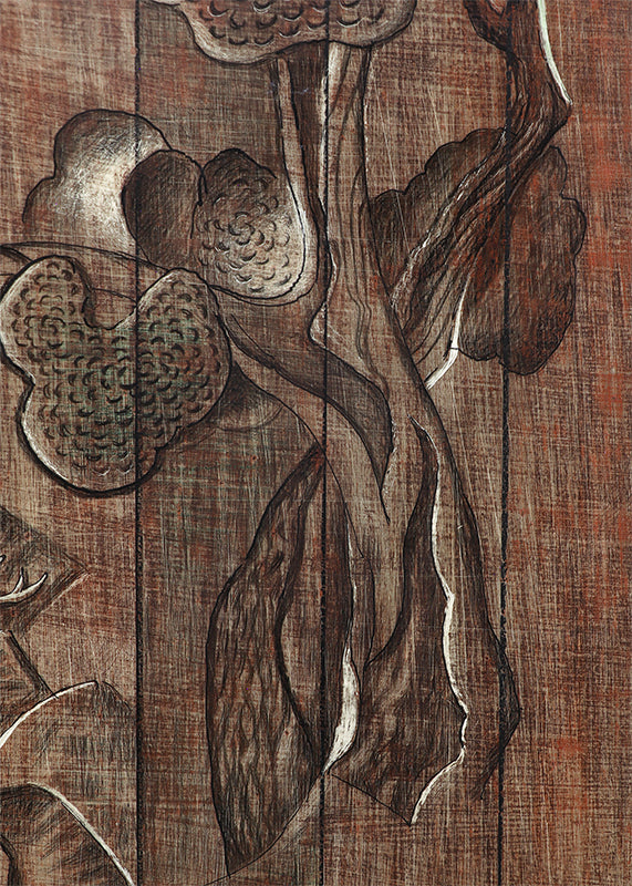 The Carved Door (Mountains, Trees, and Elk on Wooden Door), Painting