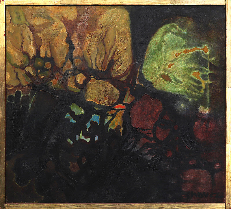 Primordial Landscape (Composition in Black, Brown, Ochre, and Green), Painting