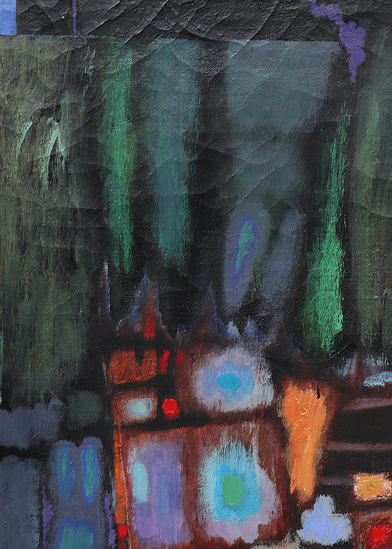 Florentine Night (Abstract in Indigo, Violet, Black, and Green), Painting, circa 1951