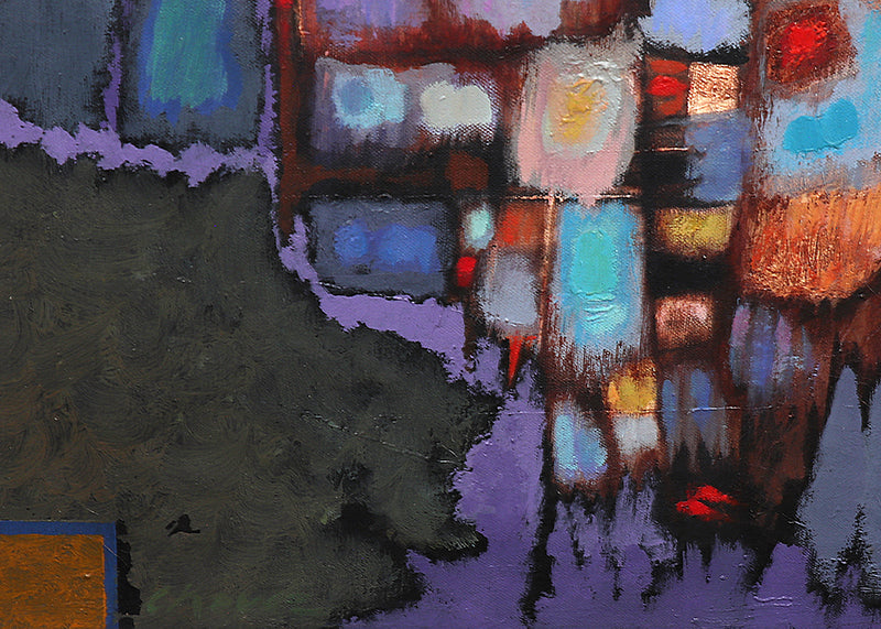 Florentine Night (Abstract in Indigo, Violet, Black, and Green), Painting, circa 1951