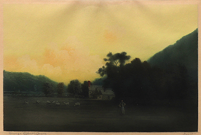 George Elbert Burr (1859-1939) artwork for sale. Evening in North Wales (Landscape of Hills and Sheep at Dusk), Print, circa 1905, Denver, Colorado, Art Gallery)