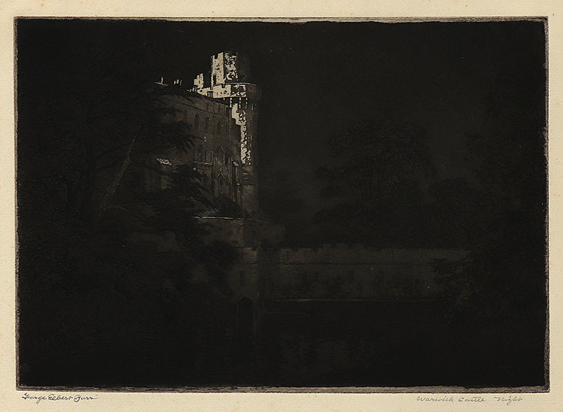 George Elbert Burr (1859-1939) artwork for sale. Warwick Castle, Night (England), Print, circa 1905, Denver, Colorado, Art Gallery)