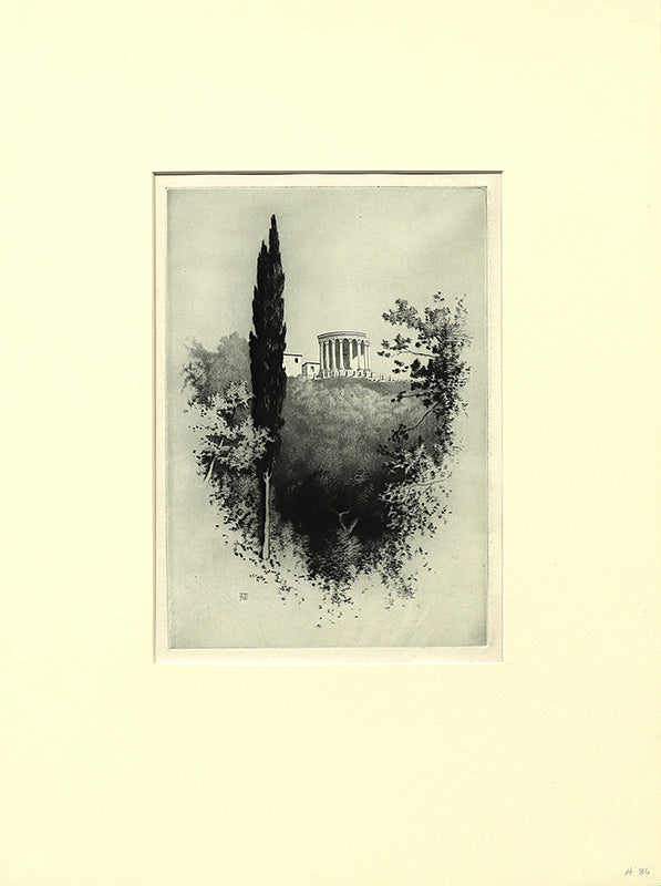 Temple of the Sibyl, Tivoli, Italy (Temple On A Hilltop), Print, circa 1905