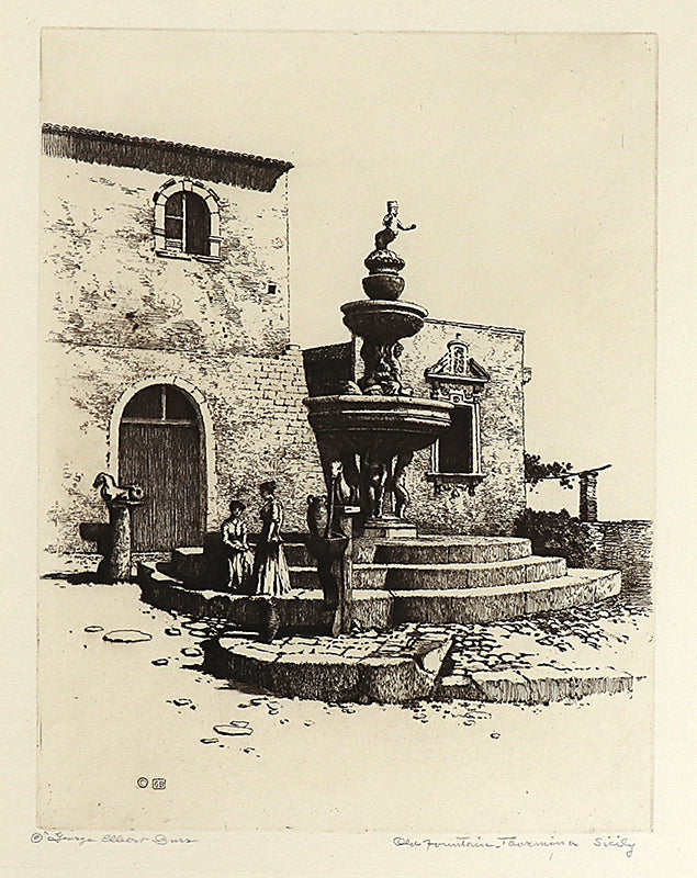 George Elbert Burr (1859-1939) artwork for sale. Old Fountain, Taormina, Sicily (Italy), Print, circa 1905, Denver, Colorado, Art Gallery)