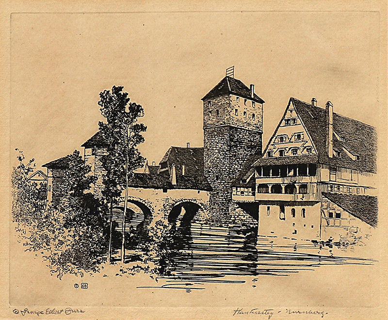 George Elbert Burr (1859-1939) artwork for sale. Henkersteg, Nuernberg (Henkersteg Bridge, Nuremburg, Germany), Print, circa 1905, Denver, Colorado, Art Gallery)
