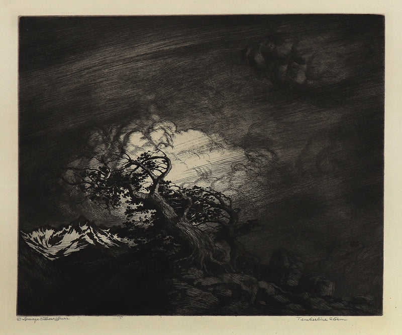 George Elbert Burr (1859-1939) artwork for sale. Timberline Storm (Storm near Timberline, Colorado), Print, circa 1922, Denver, Colorado, Art Gallery)