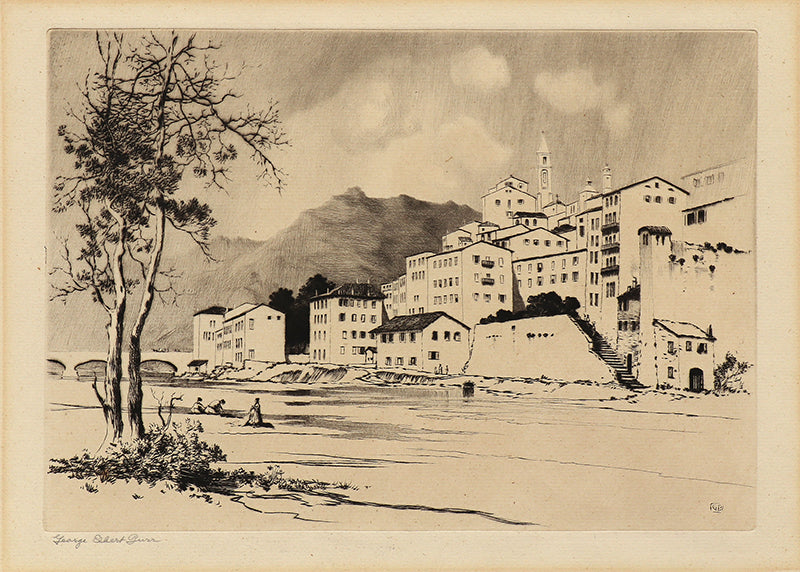George Elbert Burr (1859-1939) artwork for sale. Ventimiglia, Italy (View of Ventimiglia with River and Buildings), Print, circa 1905, Denver, Colorado, Art Gallery)