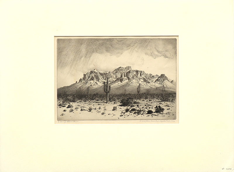 Superstition Mountain, Apache Trail, Arizona (Landscape of Superstition Mountain), Print, circa 1925