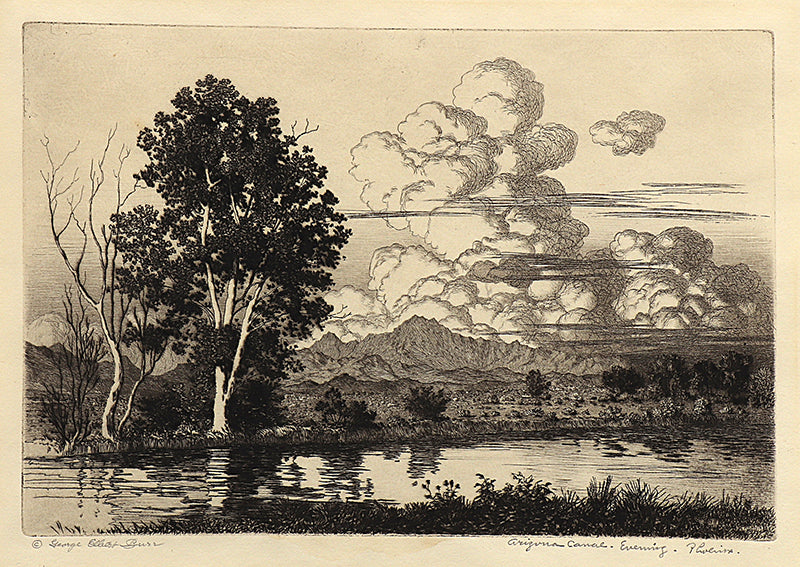 George Elbert Burr (1859-1939) artwork for sale. Arizona Canal Evening, Phoenix (Landscape of the Arizona Canal), Print, circa 1925, Denver, Colorado, Art Gallery)