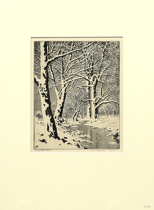 Brook in Winter, No. 3 (Winter Landscape with Trees and Creek), Print, circa 1920