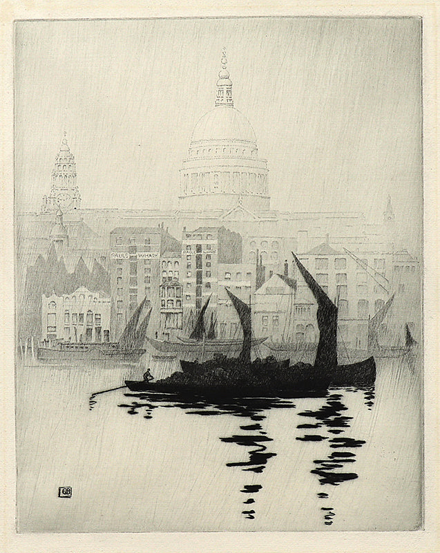 George Elbert Burr (1859-1939) artwork for sale. Misty Day, Paul's Wharf, London, Print, circa 1905, Denver, Colorado, Art Gallery)