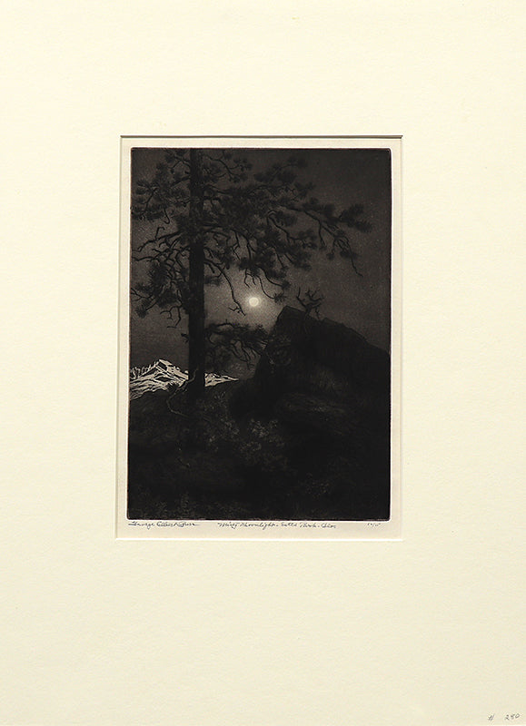 Misty Moonlight, Estes Park, Colorado (Nocturnal Mountain Landscape), Print, circa 1915