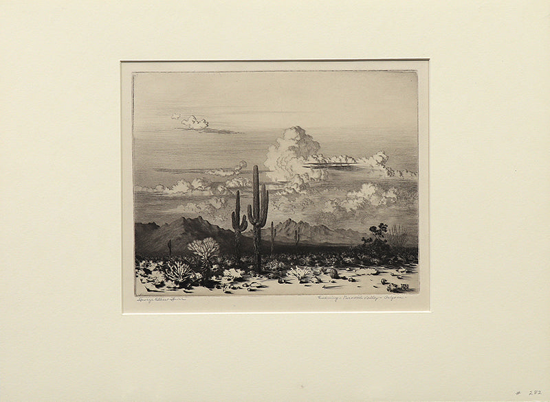 Evening, Paradise Valley, Arizona (Landscape with Cacti and Mountains), Print, circa 1925