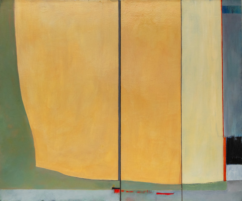 Wilma Fiori (1929-2019) artwork for sale. Homage to Diebenkorn (Abstract in Green, Gold, Yellow, and Blue), Painting, Denver, Colorado, Art Gallery)