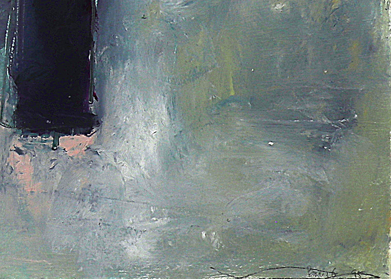 Composition #1 (Abstract with Blue, White, Green, and Ochre), Painting, 1995