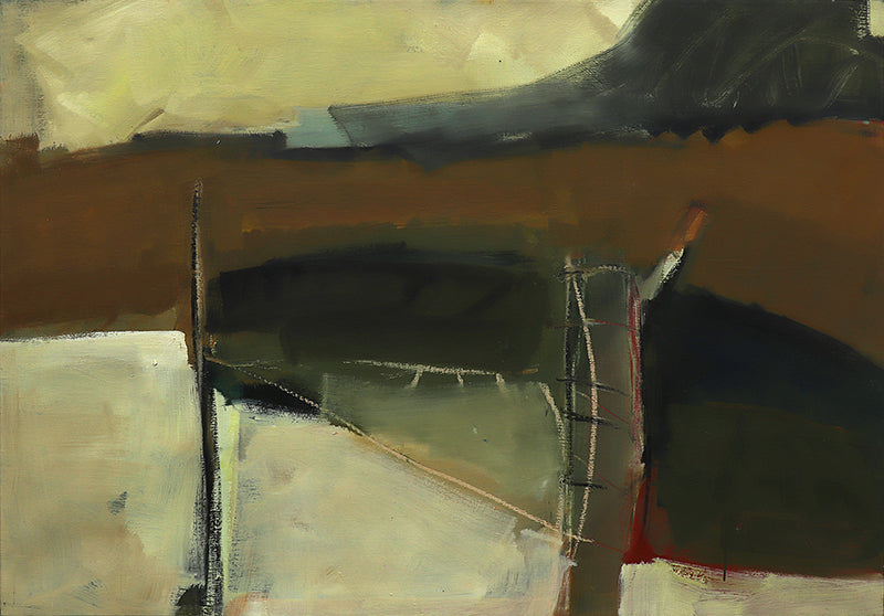 Wilma Fiori (1929-2019) artwork for sale. Untitled (Brown and Green Abstract), Painting, 1994, Denver, Colorado, Art Gallery)