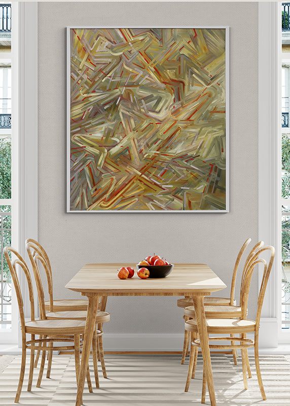 Untitled (Abstract in Red, Olive, Khaki, and White), Painting