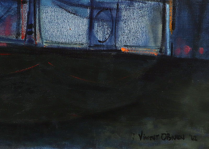 Lights at Night (Abstract Composition in Blue, Black, Pink, and Orange), Painting, 1962