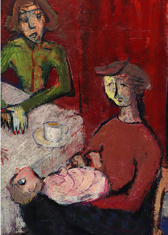 Artist and His Family (Artist's Family Seated Around a Table), Painting, 1950