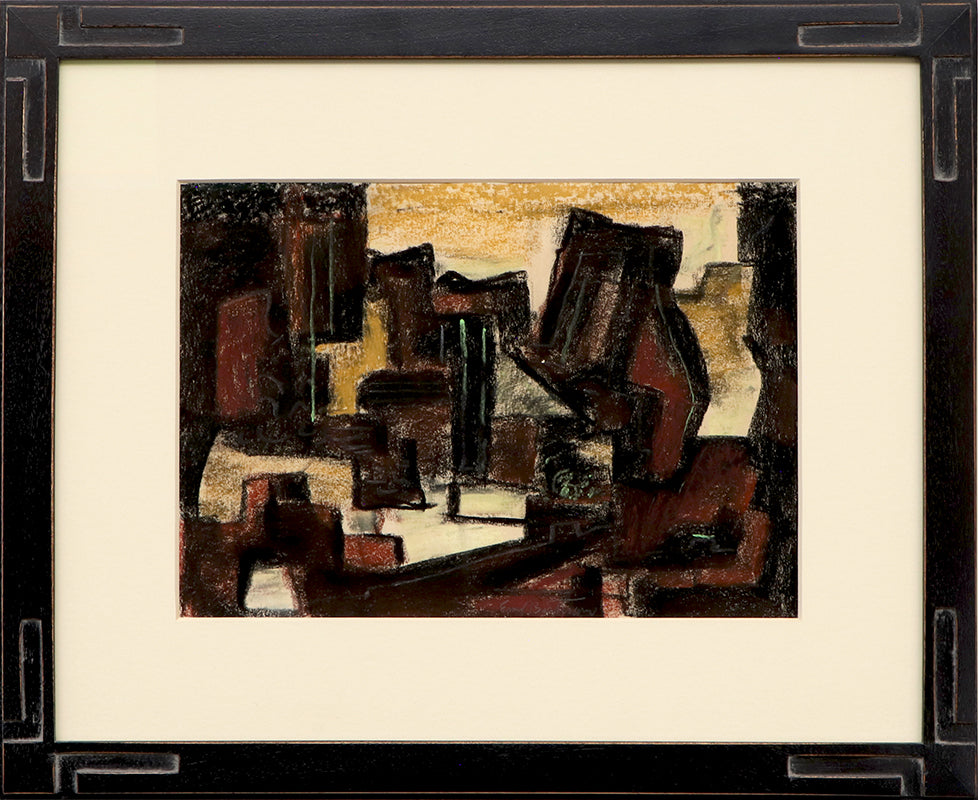 Waterfall (Abstract Composition in Black, Brown, and Beige), Painting