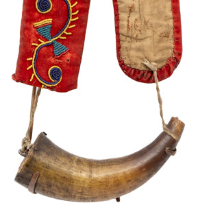 Classic Period Powder Horn with Beaded Strap, circa 1865