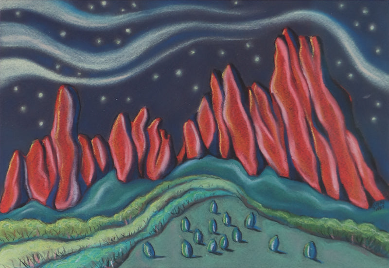 Sushe Felix (20th/21st century) artwork for sale. Garden of the Gods (Colorado, Nighttime), Painting, 1987, Denver, Colorado, Art Gallery)