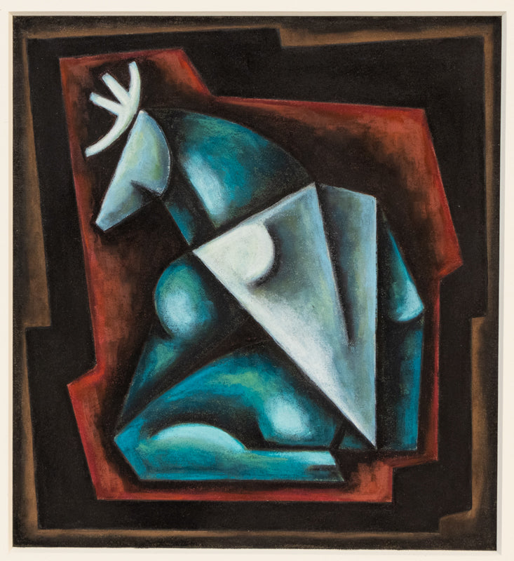 Sushe Felix (20th/21st century) artwork for sale. Elk Being (Abstracted Composition of an Elk Being in Turquoise, Red, and Black), Painting, 1994, Denver, Colorado, Art Gallery)