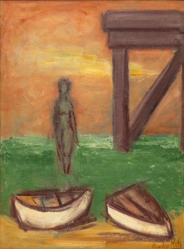 Eunice Katz (1927-2008) artwork for sale. Untitled (Boats by the Pier), Painting, Denver, Colorado, Art Gallery)