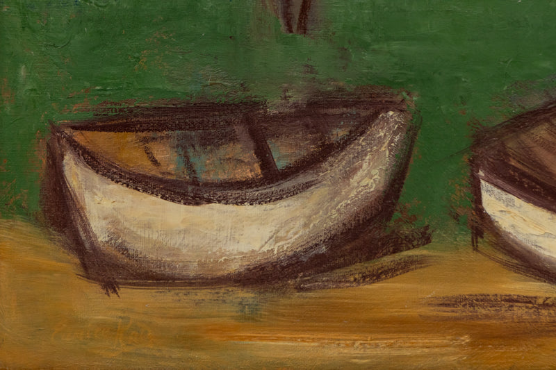 Untitled (Boats by the Pier), Painting