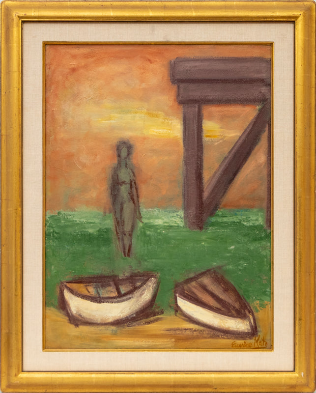 Untitled (Boats by the Pier), Painting